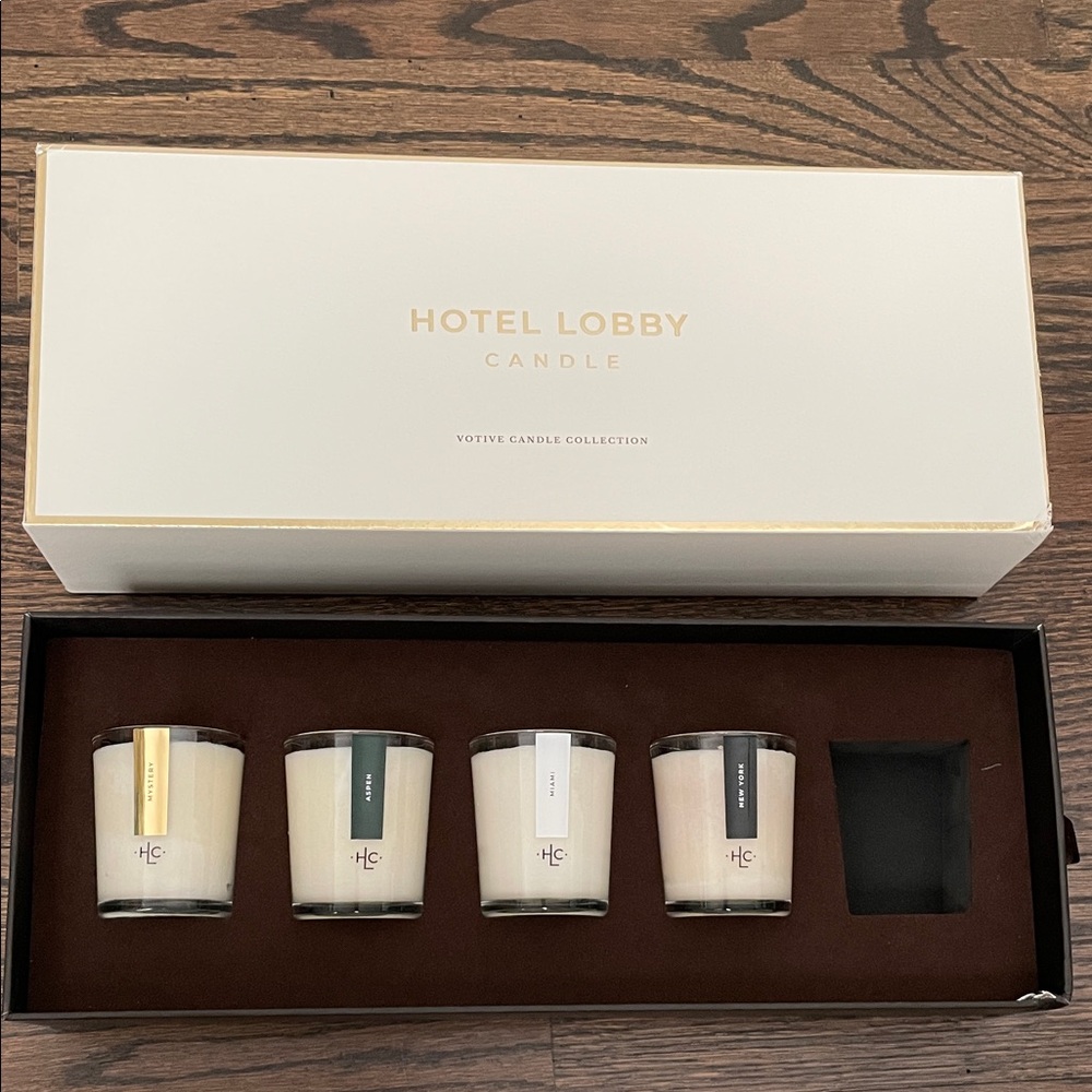 Hotel Lobby Candle Votive Candle set - 4 candles Miami Aspen New York mystery